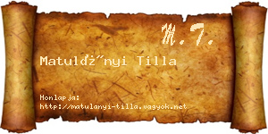 Matulányi Tilla névjegykártya